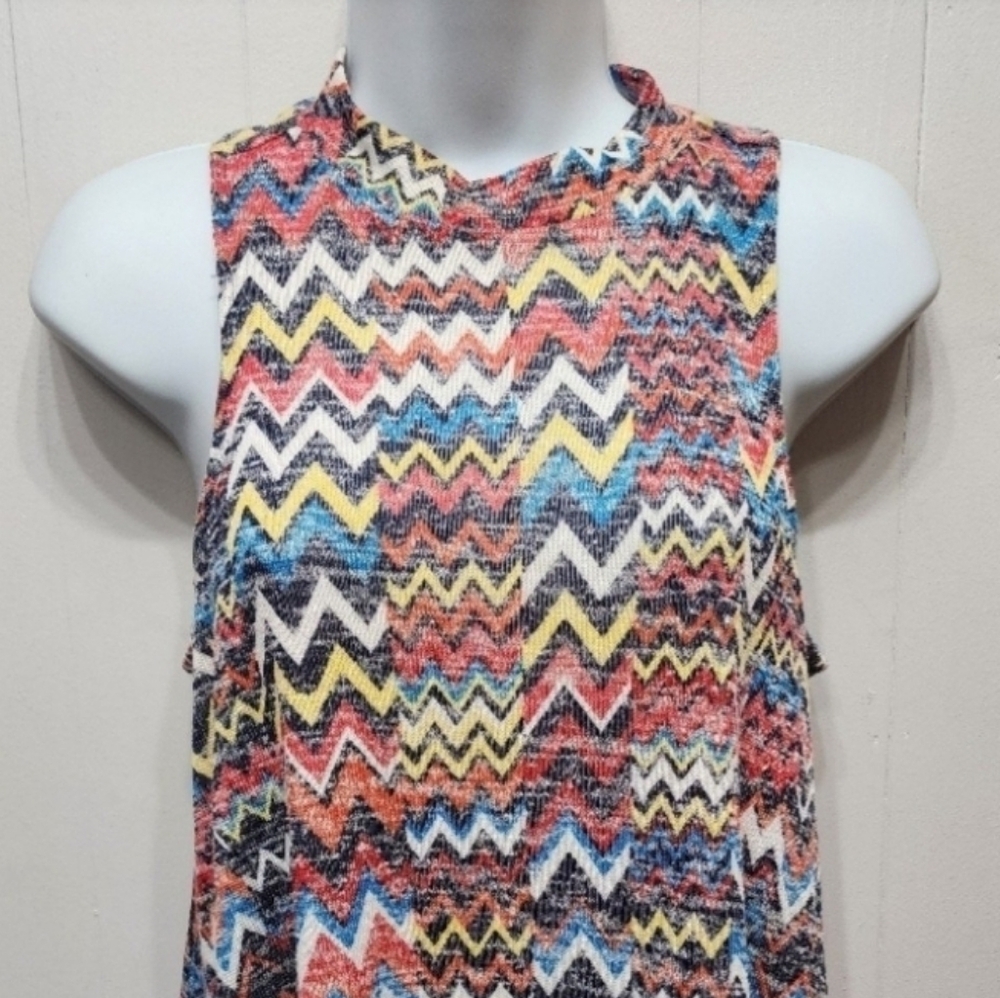 No Boundaries Tank Top Medium 7 - 9 Multicolor Chevron Print Casual Summer B764